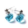 Edelstahl Ohrstecker mit Herz Kristallen in der Farbe Crystal Blue Zircon