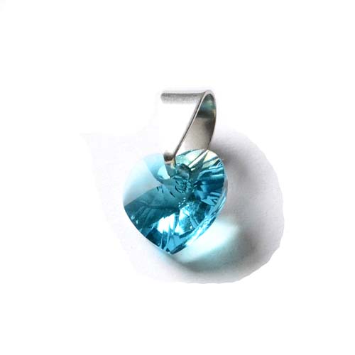 Swarovski Xilion Herz Kristall Anhänger Crystal Blue Zircon