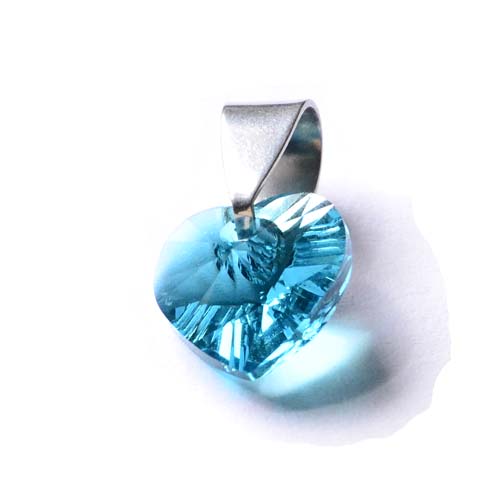 Swarovski Xilion Herz Kristall Anhänger Crystal Blue Zircon