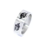 Edelstahlring mit Zirkonia und Drachen Motiv