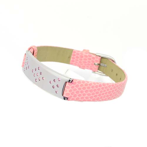 Pinkes Armband mit Edelstahlclip und pinken Zirkonia