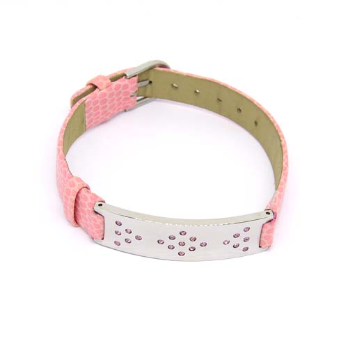 Pinkes Armband mit Edelstahlclip und pinken Zirkonia