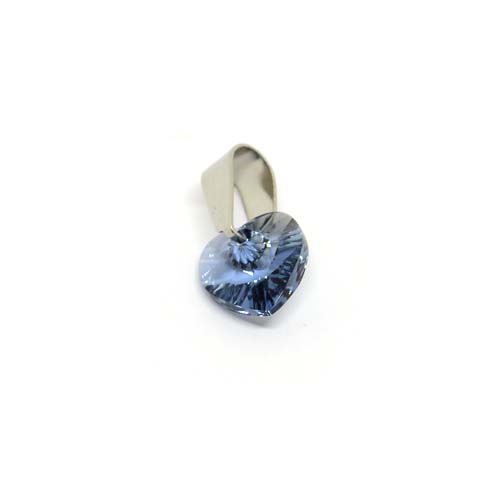 Herz Kristall Anhänger Denim Blue mit Edelstahlkette 42 - 48 cm
