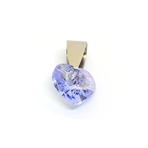 Herz Kristall Anhänger Light Saphire Shimmer mit Edelstahlkette 42 - 48 cm