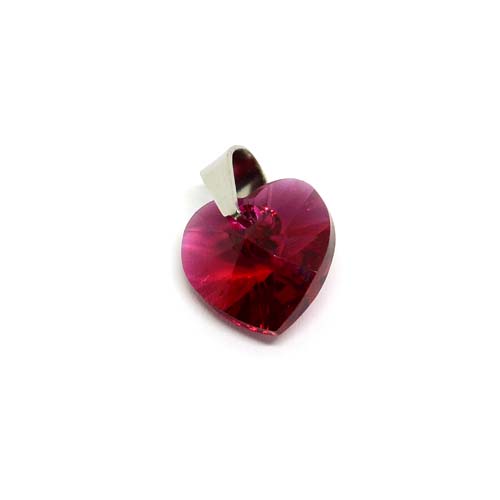 Herz Kristall Anhänger Scarlet mit Edelstahlkette 41 - 46 cm