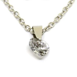 Herz Kristall Anhänger Crystal Silver Patina mit Edelstahlkette 42 - 48 cm