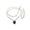 Herz Kristall Anhänger Crystal Bermuda Blue mit Edelstahlkette 42 - 46 cm