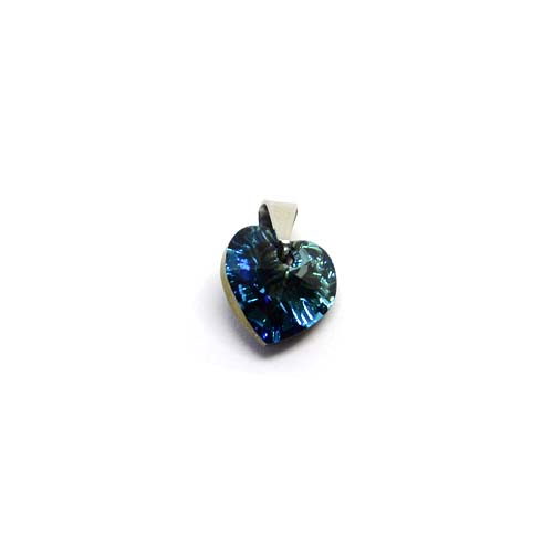 Herz Kristall Anhänger Crystal Bermuda Blue mit Edelstahlkette 42 - 46 cm