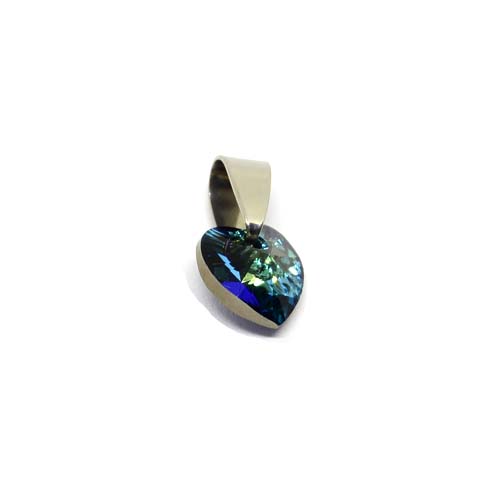 Herz Kristall Anhänger Crystal Bermuda Blue mit Edelstahlkette 45 - 50 cm