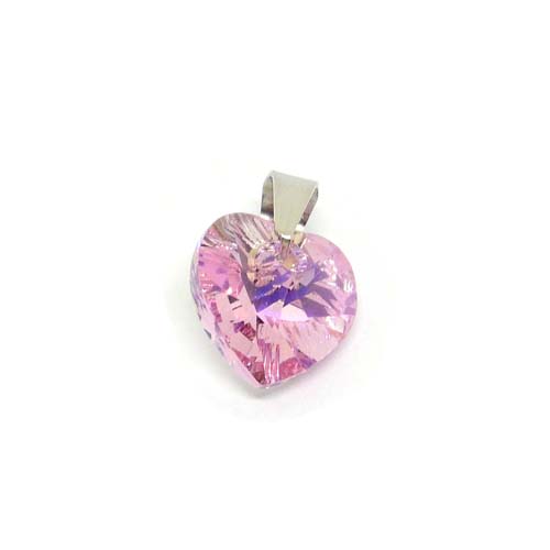 Herz Kristall Anhänger Crystal Light Rose AB mit Edelstahlkette 36 - 40 cm